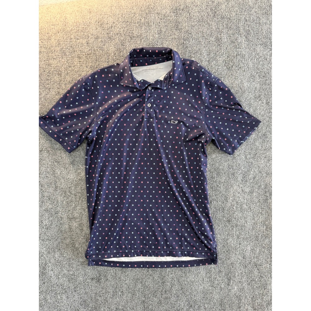 Vineyard Vines Mens Navy Sankaty Polo Nautical Signal Flag Performance Shirt XS